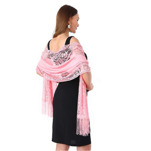 (Beige)Women Soft Lace Wraps Wrap  Evening Shawl Wrap Cover Ups Wedding