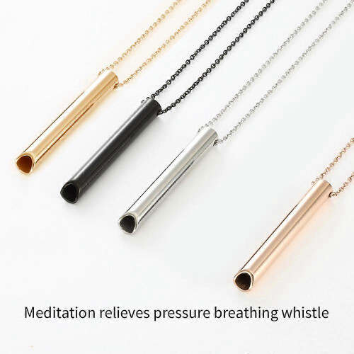 (black) Stainless Steel Vacuum Plating Necklace Three-dimensional Meditation 2