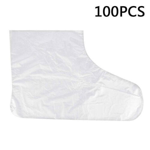 100pcs Disposable Plastic Foot Covers Bags Clear Booties Paraffin Bath