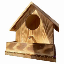 (Charcoal color) Multi-functional Professional Wooden Bird House Pastoral Style Bird House With Lanyard Home Gardenin