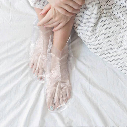 100pcs Disposable Plastic Foot Covers Bags Clear Booties Paraffin Bath 1