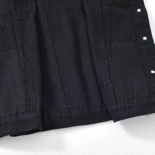 (M,Black)Women Spring And Autumn Coats Solid Sleeveless Denim Jacket Outerwear - PJ 2