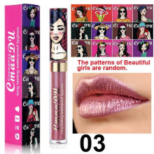 (White) Beautiful girl lip gloss lipstick metal lip glaze futuristic stage makeup 3.5ML