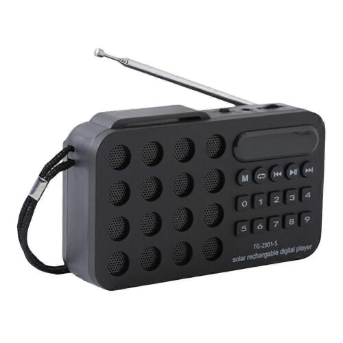 (White 10pcs) Mini Portable Pocket FM Radio Solar Charging Wireless Speakers Support USB