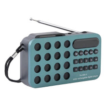 (Blue 10pcs) Mini Portable Pocket FM Radio Solar Charging Wireless Speakers Support USB