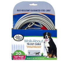 Four Paws Dog Super Tie Out Cable, Silver, 1 Each/20 ft