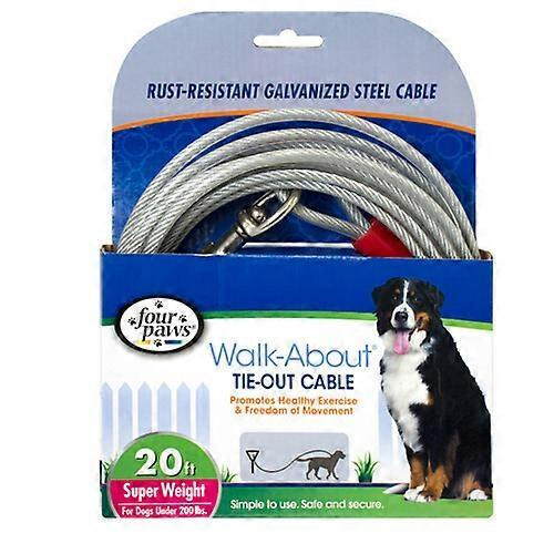 Four Paws Dog Super Tie Out Cable, Silver, 1 Each/20 ft