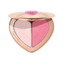 (PINK) dual-tone heart blush palette for natural gradient cheeks all skin types long-lasting wear