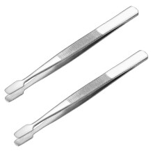 2pcs Stamp Tweezers Philately Stamps Collector Stamp Collecting Tweezers(silver)