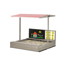 Kids Wooden Sandpit, sandbox with canopy & Seats, for Gardens - Grey