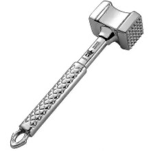 Professional Meat Tenderizer, Meat Mallet Hammer Stainless Steel Double Sided Meat Tenderizer, Steak Hammer with Non-slip Handle