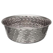 Loving Pets Diamond Plate Bowls with Non Skid Bottom Dog Dish Bowl, Silver, 1 Each/5 qt