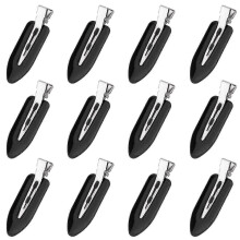12pcs No Bend Hair Clips, Creaseless Hair Clips Curl Pin Flat Barrette Clips Hair Styling Clip for Makeup Hair Styling Face Washing (Black) - PR