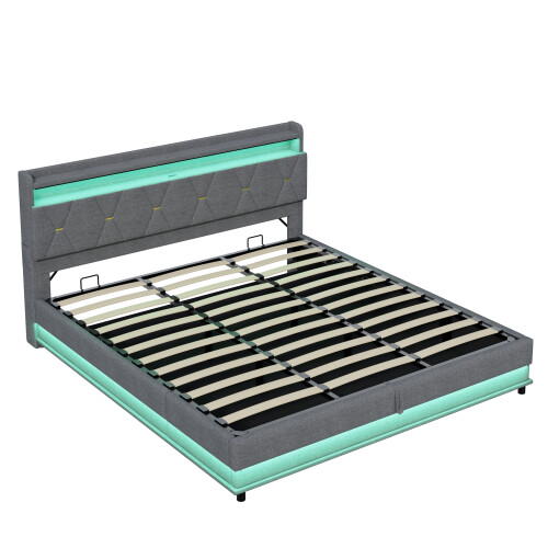 6ft Super King Upholstered Bed Frame with Hydraulic Storage