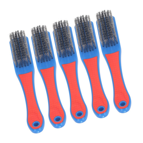 5Pcs Wire Brush Set - Silicone Handle, SS Bristles