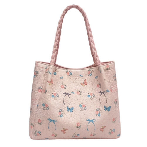 Multifunctional Canvas Shoulder Purse With Functional-Pink