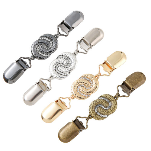 Creative Rhinestones Sweater Holder Clip Elegant-Silver 1