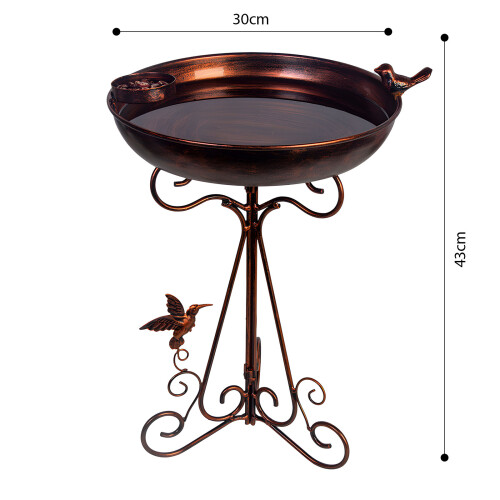 Weathered Iron Bird Drinking Dish Including Food Tray For 2