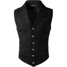 (2XL,black)Mens Victorian Suit Vest Steampunk Gothic Waistcoat