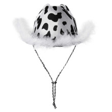 Cow Print Cowgirl Hat with Feathers Women Bachelorette Party Birthday Party Hats for Adults Cowgirl Party Disco Dress Up