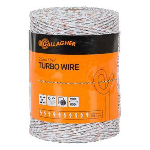 Gallagher Electric Fence Turbo Wire 656' White, 1 Each