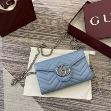 GUCCI Light Blue Lambskin Leather Card Holder | Premium Quality Wallet 837745