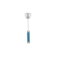 (1pcBlue 10 inch) Piranha Whizzy Whisk Semi-Automatic Egg Whisk Hand Push Egg Beater Stainless Steel Blender Mixer
