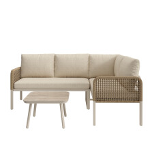 Garden Set with Wood-look Tempered Glass Table
