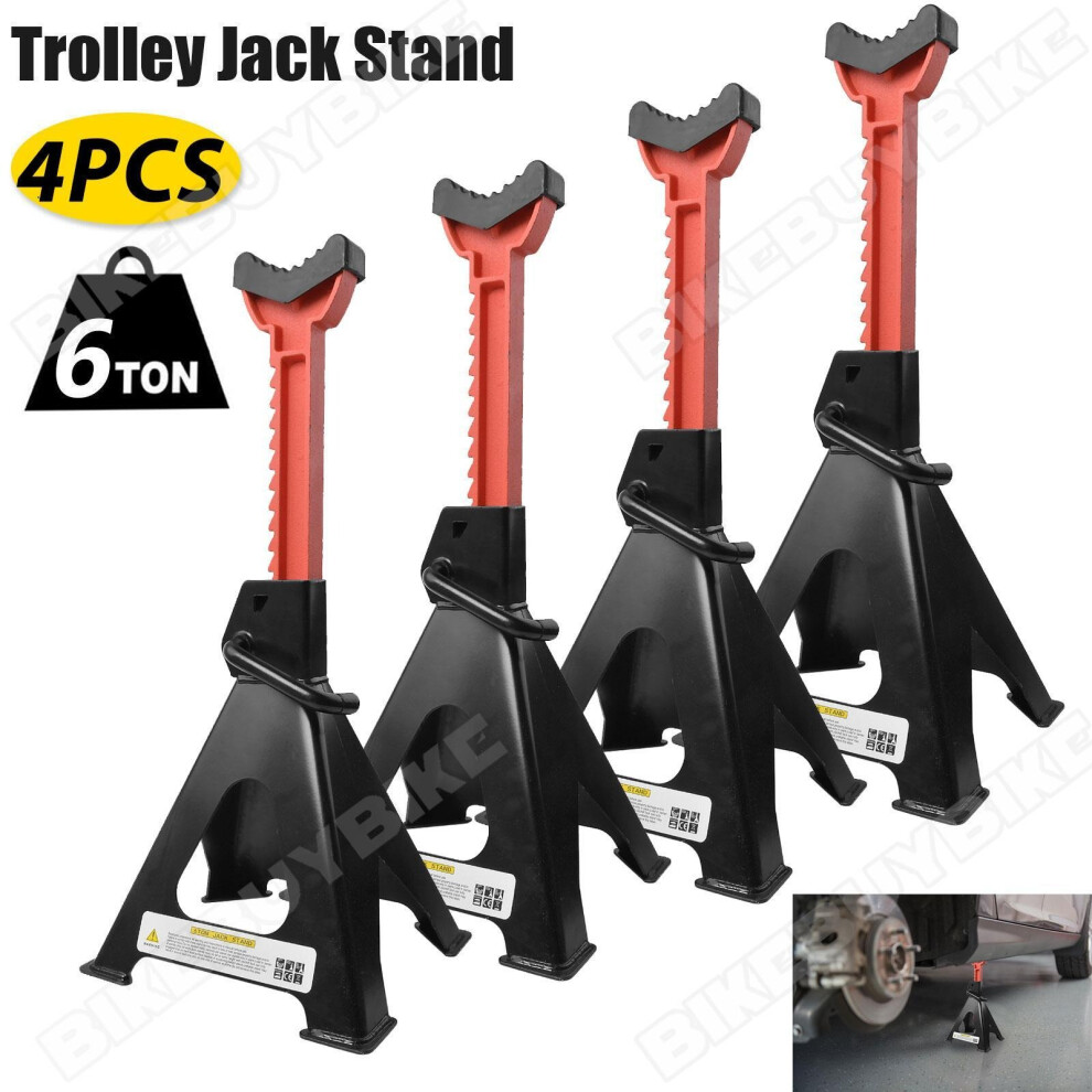 4X Heavy Duty Axle Stands 6 Ton Lifting Capacity Car Caravan Security Floor Jack 5023346589515