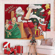 (GT2918, Brushed cloth 200x150cm) Christmas Tapestry with Nordic Style Design - Wall Hanging for Holiday Photos and Party Decor