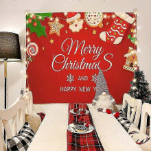 (GT2924, Short plush 200x150cm) Christmas Tapestry with Nordic Style Design - Wall Hanging for Holiday Photos and Party Decor