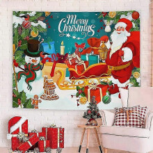 (GT917, Brushed cloth 95x75cm) Christmas Tapestry with Nordic Style Design - Wall Hanging for Holiday Photos and Party Decor