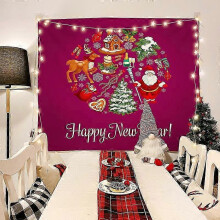 (GT2930, Short plush 150x100cm) Christmas Tapestry with Nordic Style Design - Wall Hanging for Holiday Photos and Party Decor