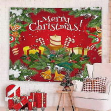 (GT909, Short plush 95x75cm) Christmas Tapestry with Nordic Style Design - Wall Hanging for Holiday Photos and Party Decor