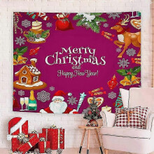(GT2926, Short plush 95x75cm) Christmas Tapestry with Nordic Style Design - Wall Hanging for Holiday Photos and Party Decor