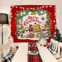 (GT2922, Short plush 150x100cm) Christmas Tapestry with Nordic Style Design - Wall Hanging for Holiday Photos and Party Decor