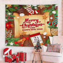 (GT2921, Short plush 200x150cm) Christmas Tapestry with Nordic Style Design - Wall Hanging for Holiday Photos and Party Decor