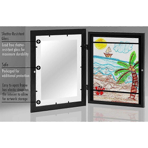 (white) 1/2pcs Kids Art Frames Front-Open Easy Change Art Frame Drawings Artwork Picture Frames for Wall Tabletop Display 1