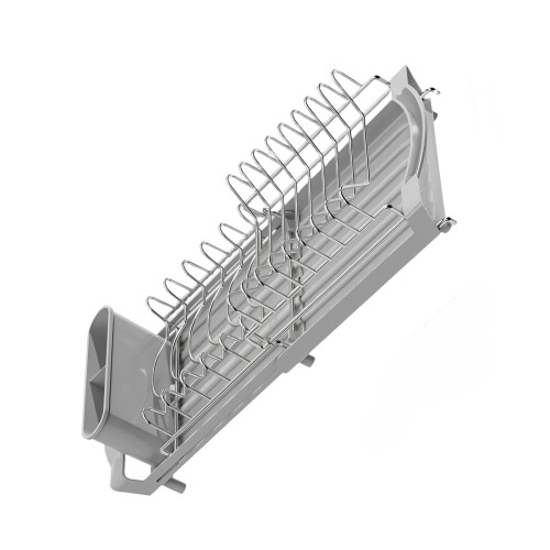 Space Efficient Convertible Metal Dish Drainer For-Gray