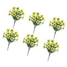 Decorative Plastic Pansies Eucalyptuses Bouquets Set Of-Yellow