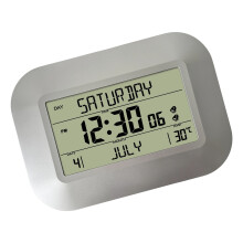 Horloge de bureau murale numérique contemporaine, grand-Argent