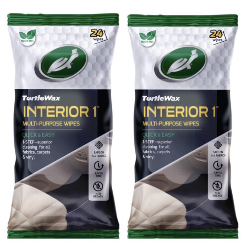 2x Turtle Wax Interior 1 Multi-Purpose Wipes for Car Interior For Fabrics ( 48 )
