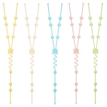 Set 5 snur anti pierdere pentru jucarie dentitie senzoriala bebelusi, 2 in 1, JENUOS, silicon alimentar, materiale non-toxice, Multicolor