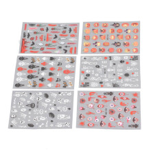6pcs Nail Art Embossment Pumpkin Sticker Halloween