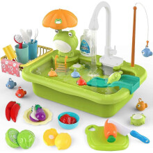 Play Sink with Running Water, Toy Sink Kids Kitchen Accessories, Role Play Food Water Toys for Boys Girls 3 4 5 6 7 Years Old (Standard Edition)