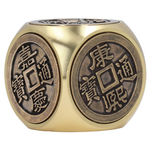 Metal Figertip Rotating Cube 6Sided Brass 4x4x4cm 1