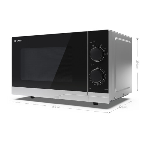 Sharp Compact Microwave Oven with Dial Controls 700W 20L Turntable YC-PS201AU-S 2