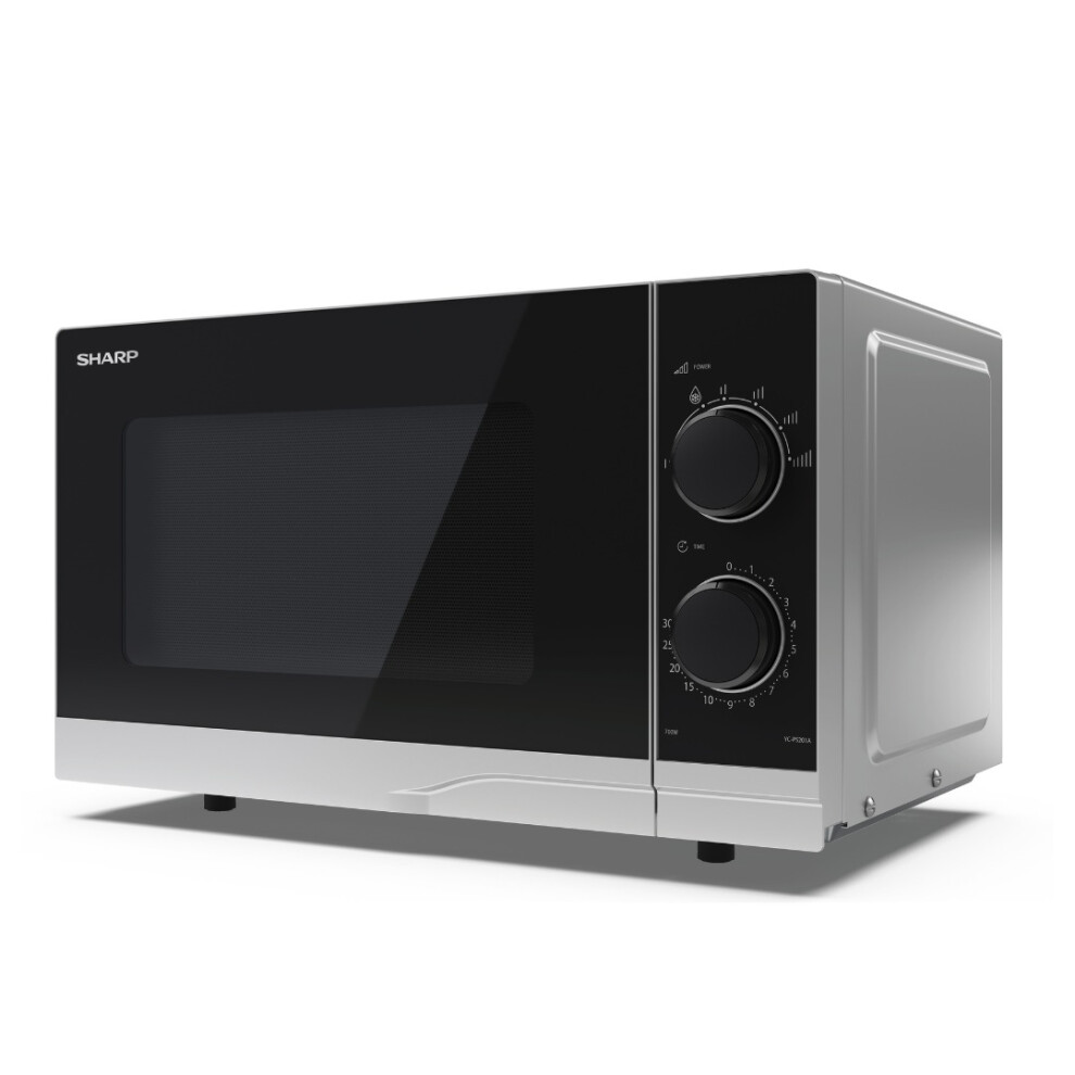 Sharp Compact Microwave Oven With Dial Controls 700W 20L Turntable Yc-Ps201au-S Silver
