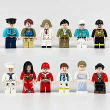 12 PCS Tour Guide Santa Claus Outdoor Adventurer Divers Career Figures Building Block Toys for Children