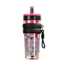 (Black) High-quality Water Cup Large Capacity High Temperature Resistant Plastic Straw Cup Portable Handle Tea Bin Summer Cup
